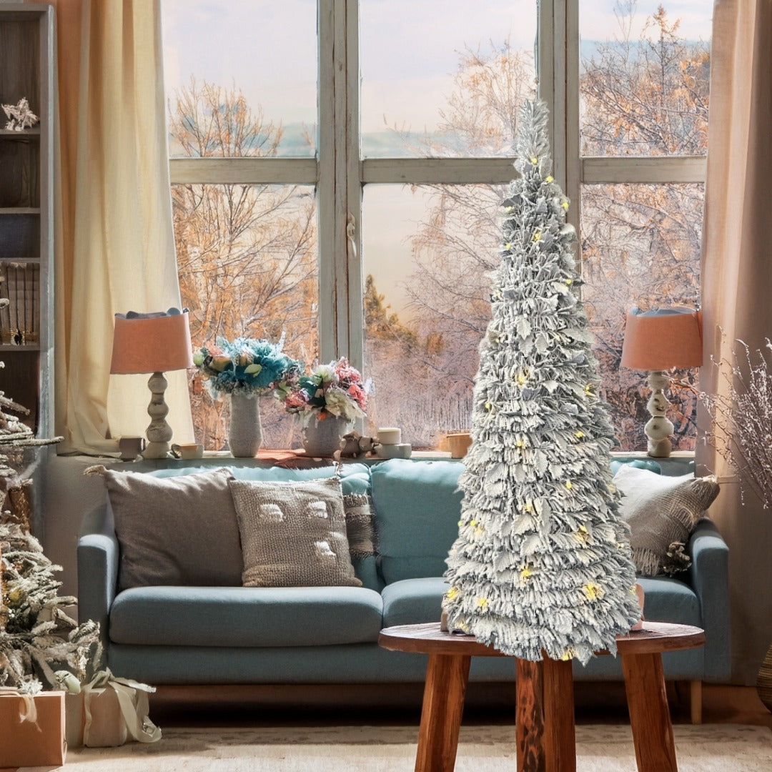 Best Artificial 4ft Frosted Pop-up Pre-Decorated and Pre-Lit Christmas Tree Mains Powered