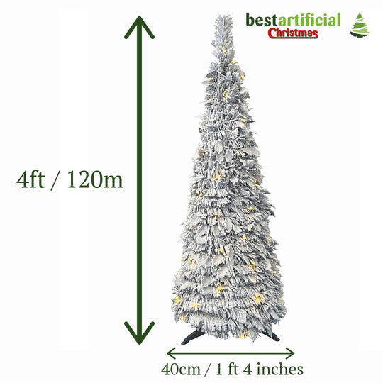 Best Artificial 4ft Frosted Pop-up Pre-Decorated and Pre-Lit Christmas Tree Mains Powered