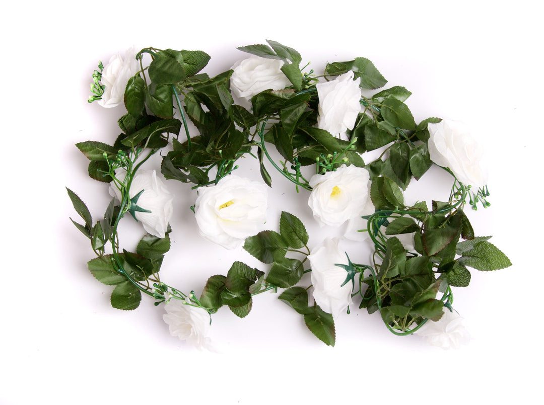 Best Artificial 7ft Ivory White Silk Rose Garland