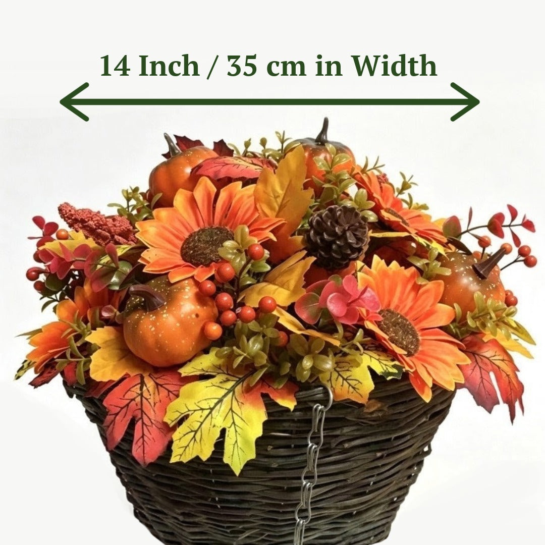 Best Artificial 14 Inch Autumn Halloween Hanging Basket Fall Harvest - close-up