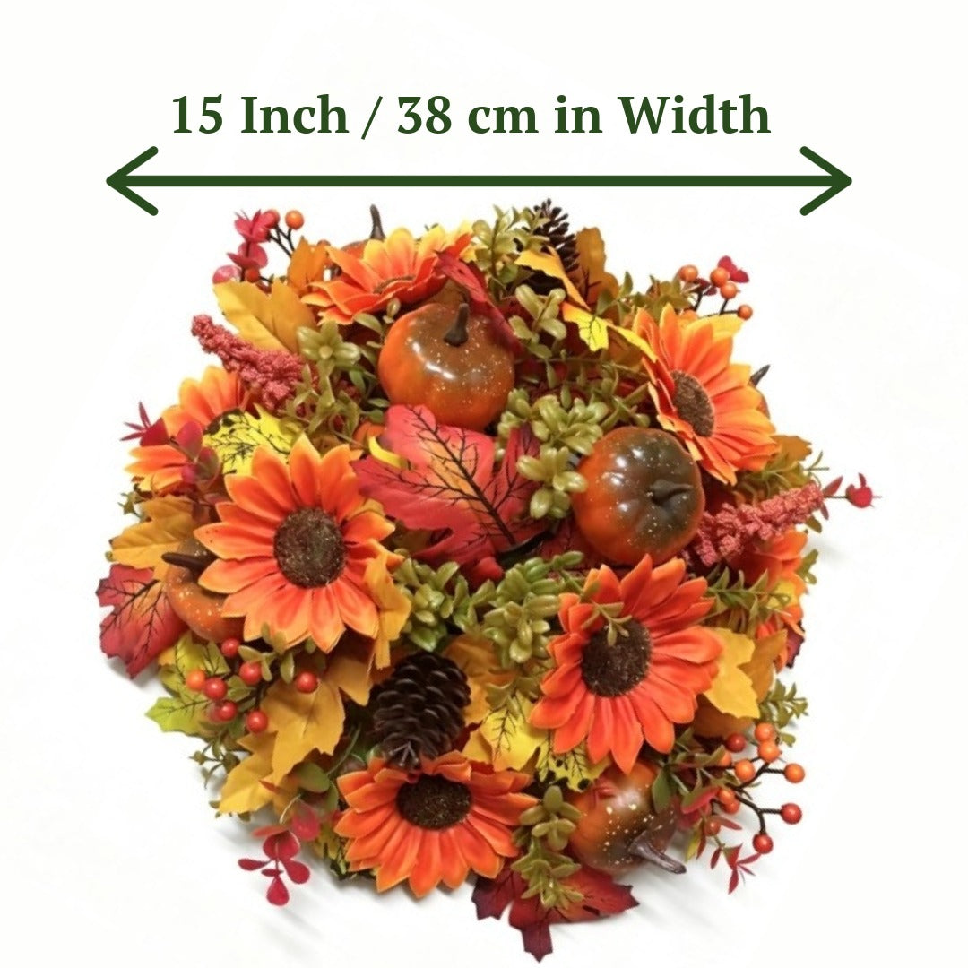 Pair Of Best Artificial 14 Inch / 35cm Autumn Flower Hanging Basket with Pumpkins and Acorns