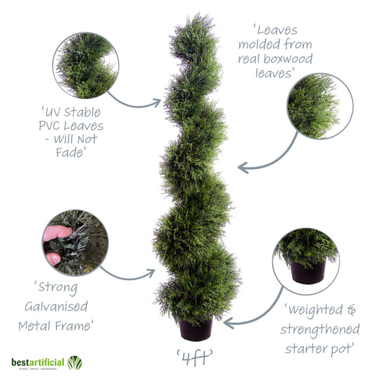 Pair Of Best Artificial 4ft Cedar Spiral Trees