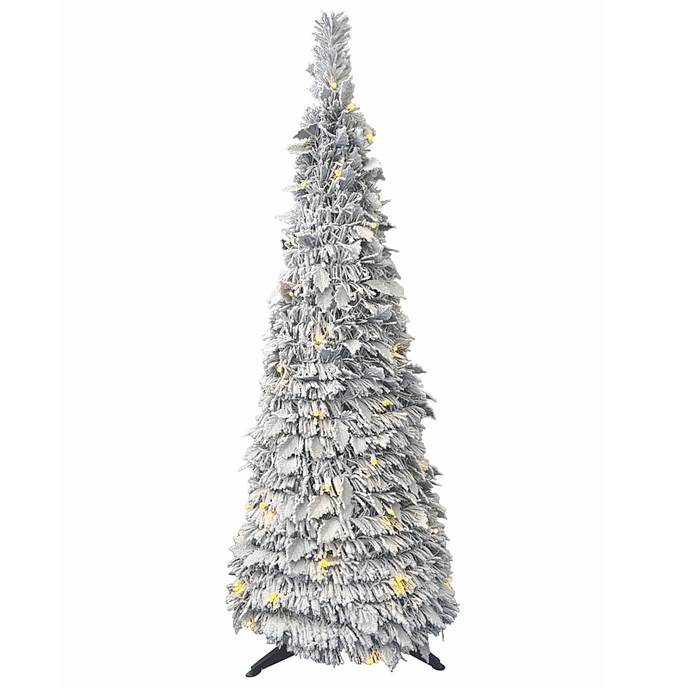 Best Artificial 4ft Frosted Pop-up Pre-Decorated and Pre-Lit Christmas Tree Mains Powered - close-up