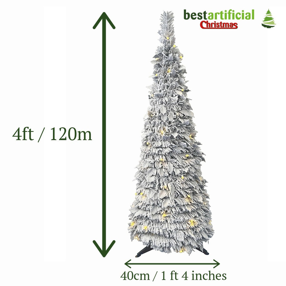 Best Artificial 4ft Frosted Pop-up Pre-Decorated and Pre-Lit Christmas Tree Mains Powered