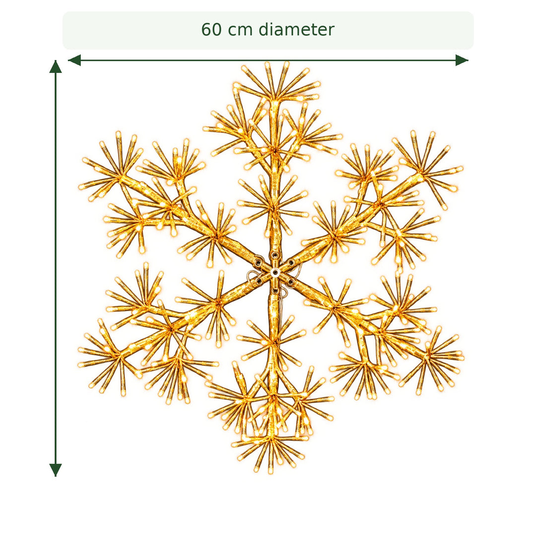 60cm Warm White Christmas Starburst Snowflake Light with 300 LEDs Suitable for Outdoor use