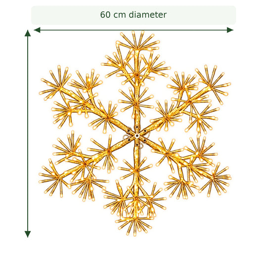 60cm Warm White Christmas Starburst Snowflake Light with 300 LEDs Suitable for Outdoor use
