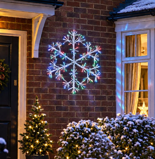 Best Artificial 60cm Wrapped Christmas Snowflake Light with 300 Multi-Coloured LEDs Suitable for Indoors and Weather Resistant for Outdoor use