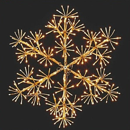 Best Artificial 60cm Gold Wrapped Christmas Snowflake Light – 300 Warm White LEDs for Indoor and Outdoor use