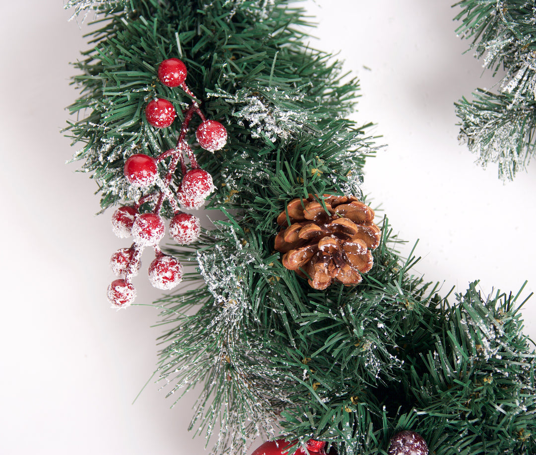 Best Artificial Christmas 6ft-9ft-12ft Frosted Red Garland - Optional Lights