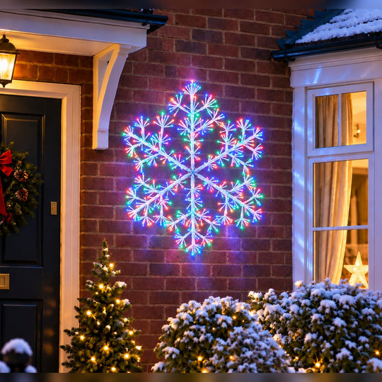 90cm Multi Coloured Christmas Starburst Snowflake Light with 660 LEDs Suitable for Outdoor use