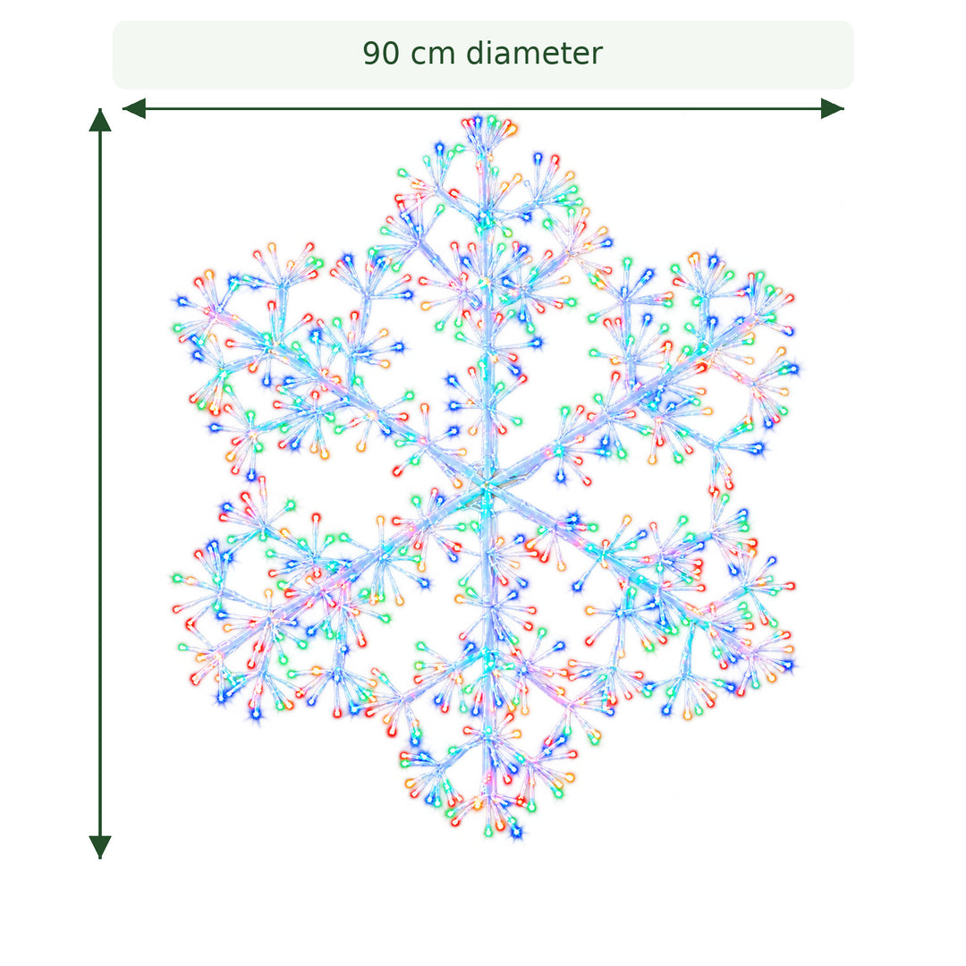 90cm Multi Coloured Christmas Starburst Snowflake Light with 660 LEDs Suitable for Outdoor use