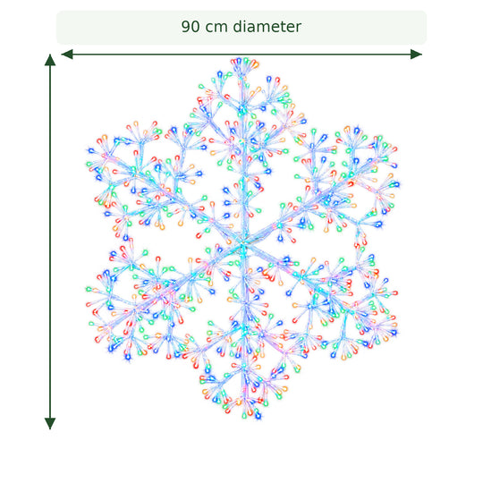 90cm Multi Coloured Christmas Starburst Snowflake Light with 660 LEDs Suitable for Outdoor use