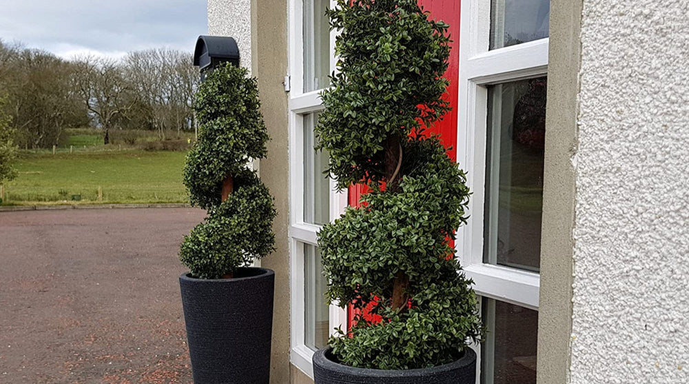 Natural Look 3ft Boxwood Topiary Spiral Tree UV Fade Protected