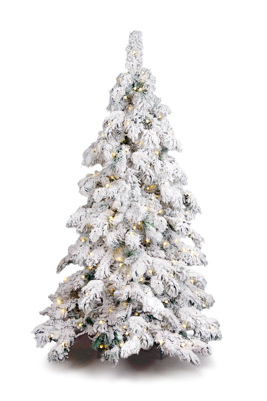 Best Artificial Pre Lit Pearl LED Heavy Snow Flocked Arbol Christmas Tree With Extra Large Downward Sweeping Hinged Branches