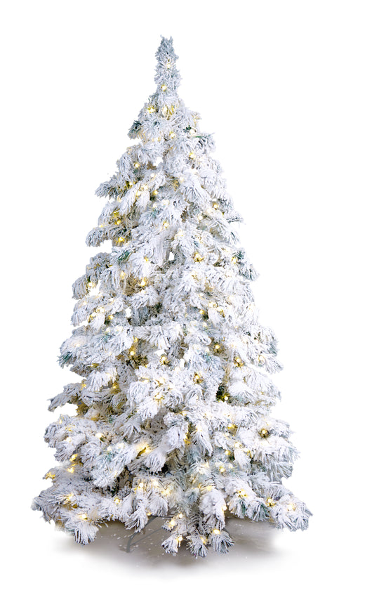 Best Artificial Pre Lit Pearl LED Heavy Snow Flocked Arbol Christmas Tree With Extra Large Downward Sweeping Hinged Branches