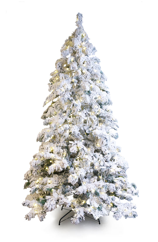 Best Artificial Pre Lit Pearl LED Heavy Snow Flocked Arbol Christmas Tree With Extra Large Downward Sweeping Hinged Branches