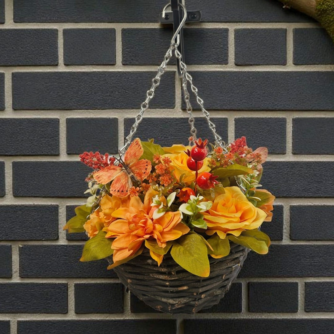 Best Artificial 10 Inch Autumn Flower Hanging Basket Halloween Fall Harvest