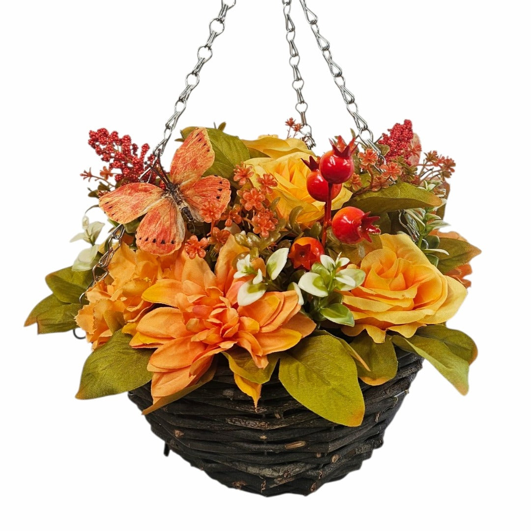Best Artificial 10 Inch Autumn Flower Hanging Basket Halloween Fall Harvest