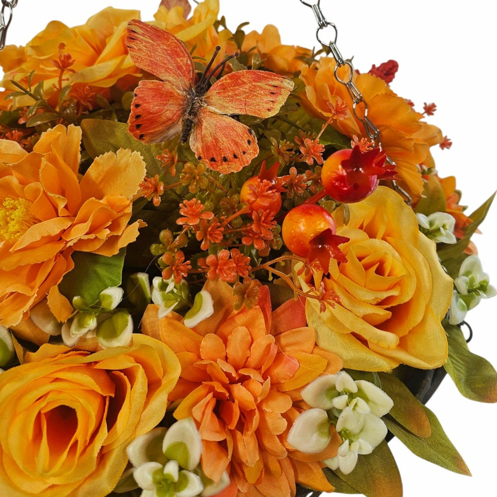 Best Artificial 14 Inch Autumn Flower Hanging Basket Halloween Fall Harvest