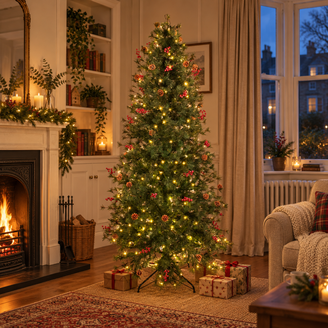 Best Artificial 7.5ft - 225cm Pre Lit Deluxe Decorated Christmas Tree - front view