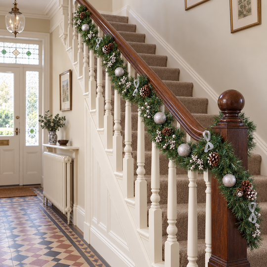 6ft - 9ft or 12ft Decorated Frozen Christmas Garland with Realistic Ice Crystals - Optional Lights - front view