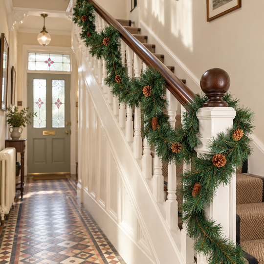 Best Artificial 6ft-9ft-12ft Colorado Pine Christmas Garland with Pine Cones - Optional Lights - front view