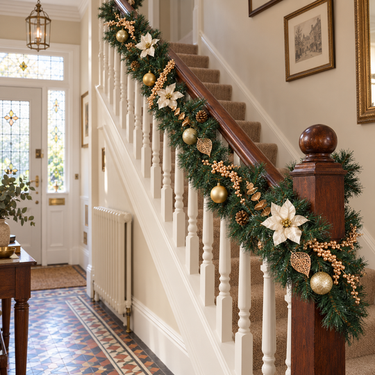 Best Artificial Christmas 6ft-9ft-12ft Gold Decorated Garland - Optional Lights - front view