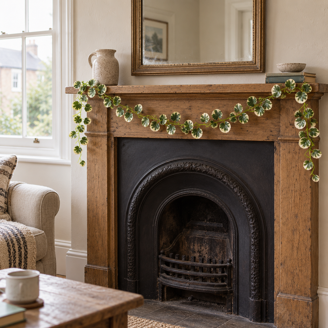 Best Artificial 7ft - 210cm Variegated Crab-Apple Ivy Garland - IL04 - front view