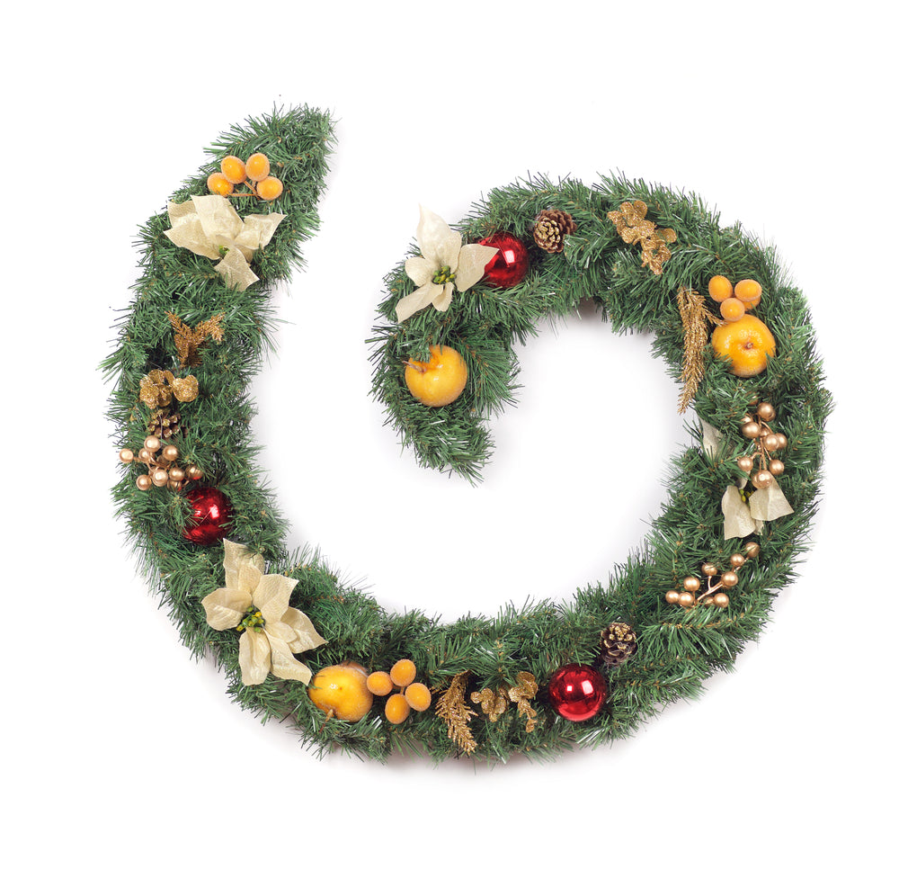 Best Artificial Christmas 6ft-9ft-12ft Copper, Bronze & Gold Decorated Christmas Garland With Gold Dusted Acorns - Optional Lights - close-up