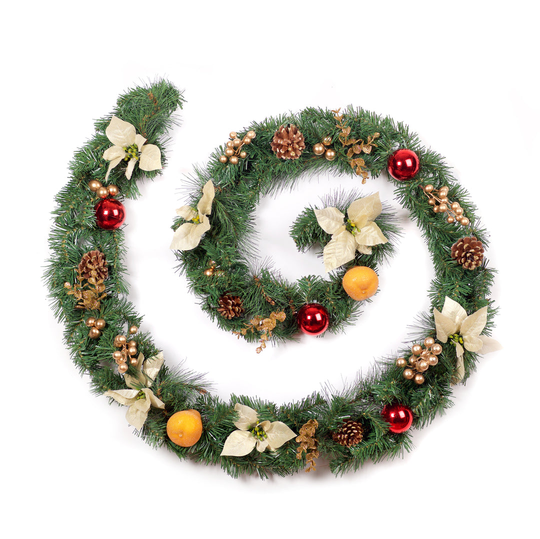 Best Artificial Christmas 6ft-9ft-12ft Copper, Bronze & Gold Decorated Christmas Garland With Gold Dusted Acorns - Optional Lights