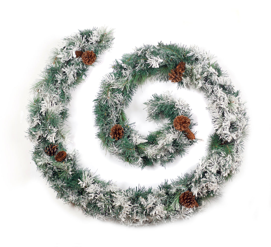 Best Artificial 6ft-9ft-12ft Frosted Luxury Christmas Garland with Pine Cones - Optional Lights
