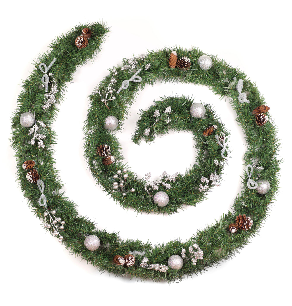 6ft - 9ft or 12ft Decorated Frozen Christmas Garland with Realistic Ice Crystals - Optional Lights