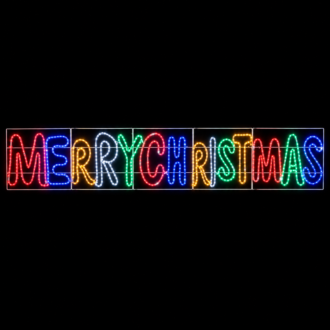 290cm Multicolour Merry Christmas Rope Light Sign – Outdoor Decoration product photo