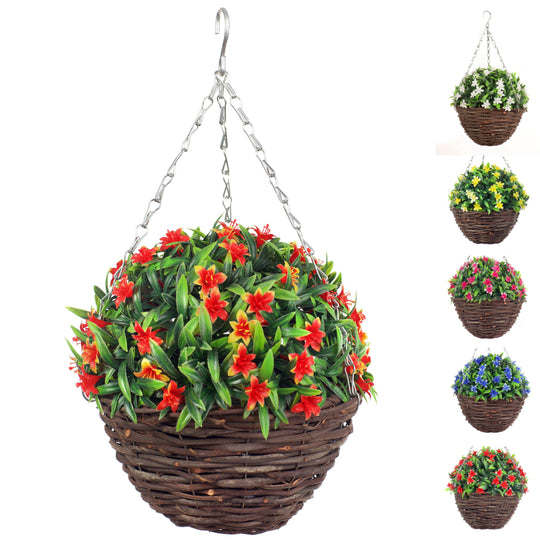 Best Artificial 28cm Lush Lily Flower Hanging Basket