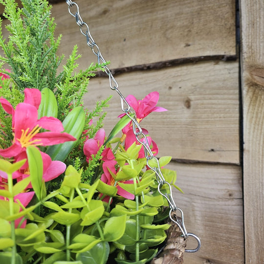 Best Artificial Pink Mini Daffodil Display in 10 inch Round Hanging Basket
