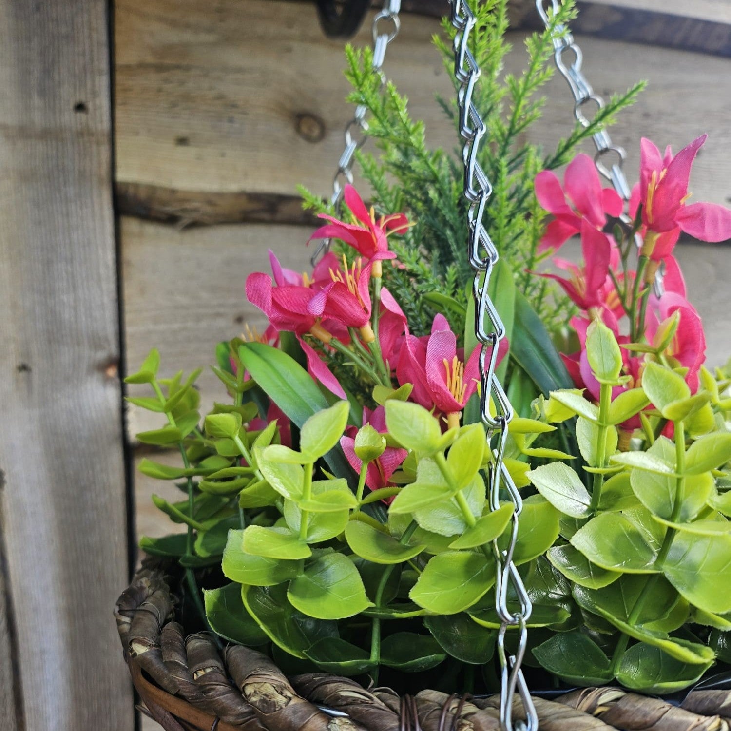 Best Artificial Pink Mini Daffodil Display in 10 inch Round Hanging Basket