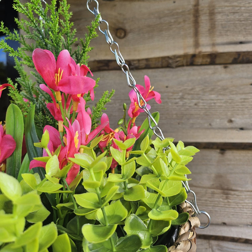 Best Artificial Pink Mini Daffodil Display in 10 inch Round Hanging Basket