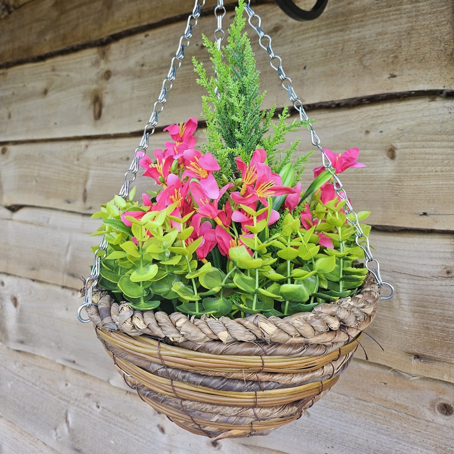 Best Artificial Mini Daffodil Display in 10 inch Woven Decorative Hanging Basket - Suitable for Outdoor use