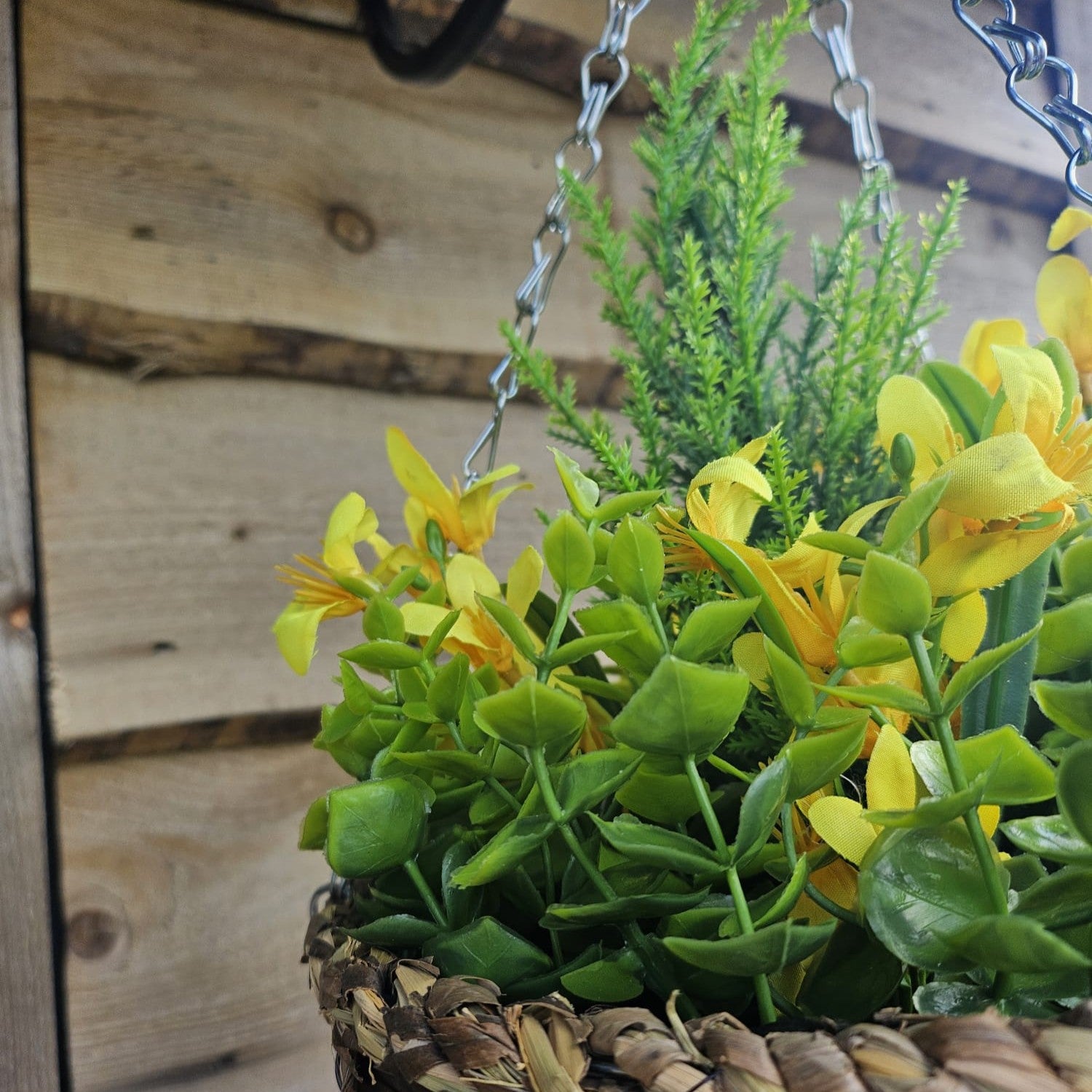 Best Artificial Yellow Mini Daffodil Display in 10 inch Round Hanging Basket