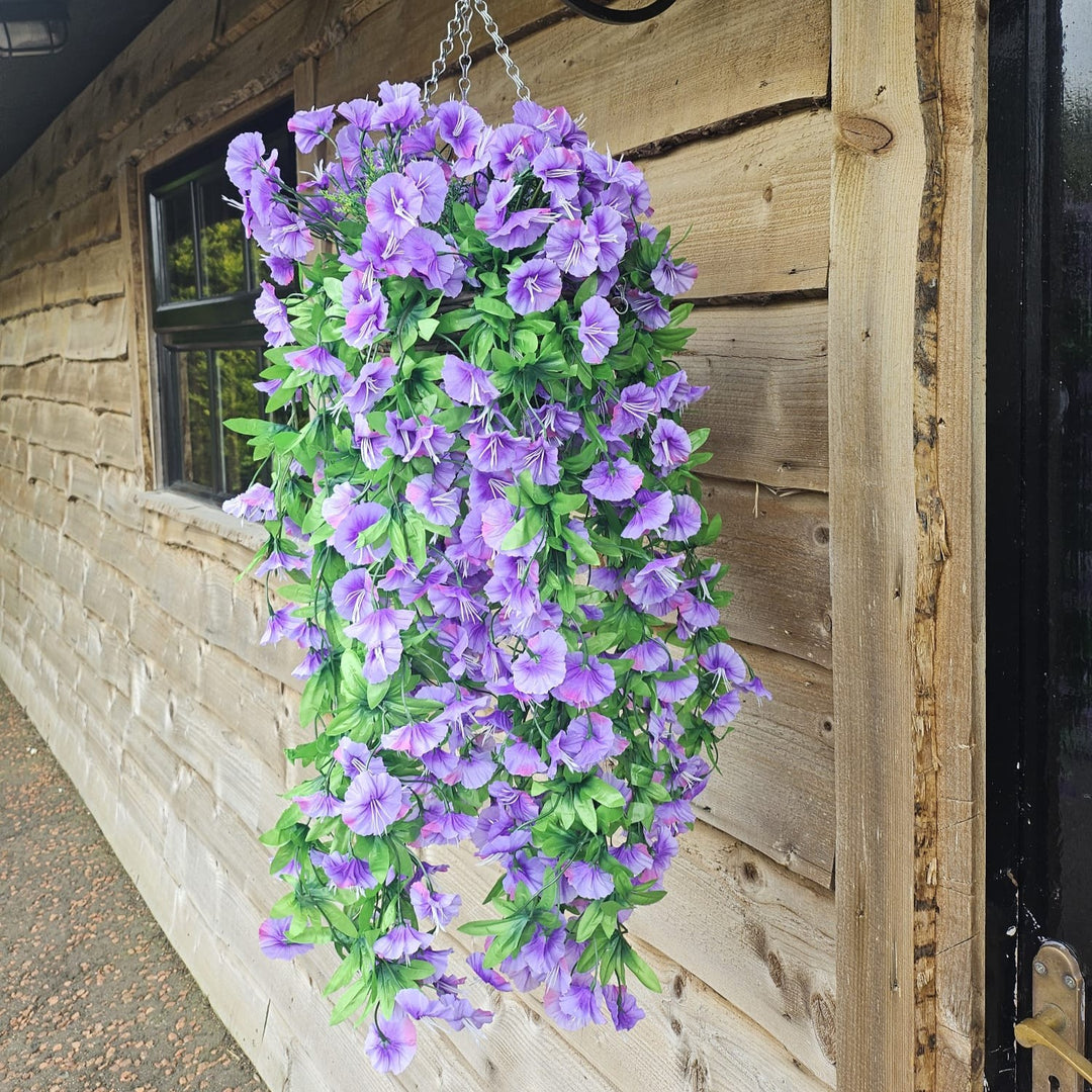 Best Artificial 60cm Morning Glory Flower Display in 10" Wicker Rattan Basket - Suitable for Outdoor, Indoor and Garden