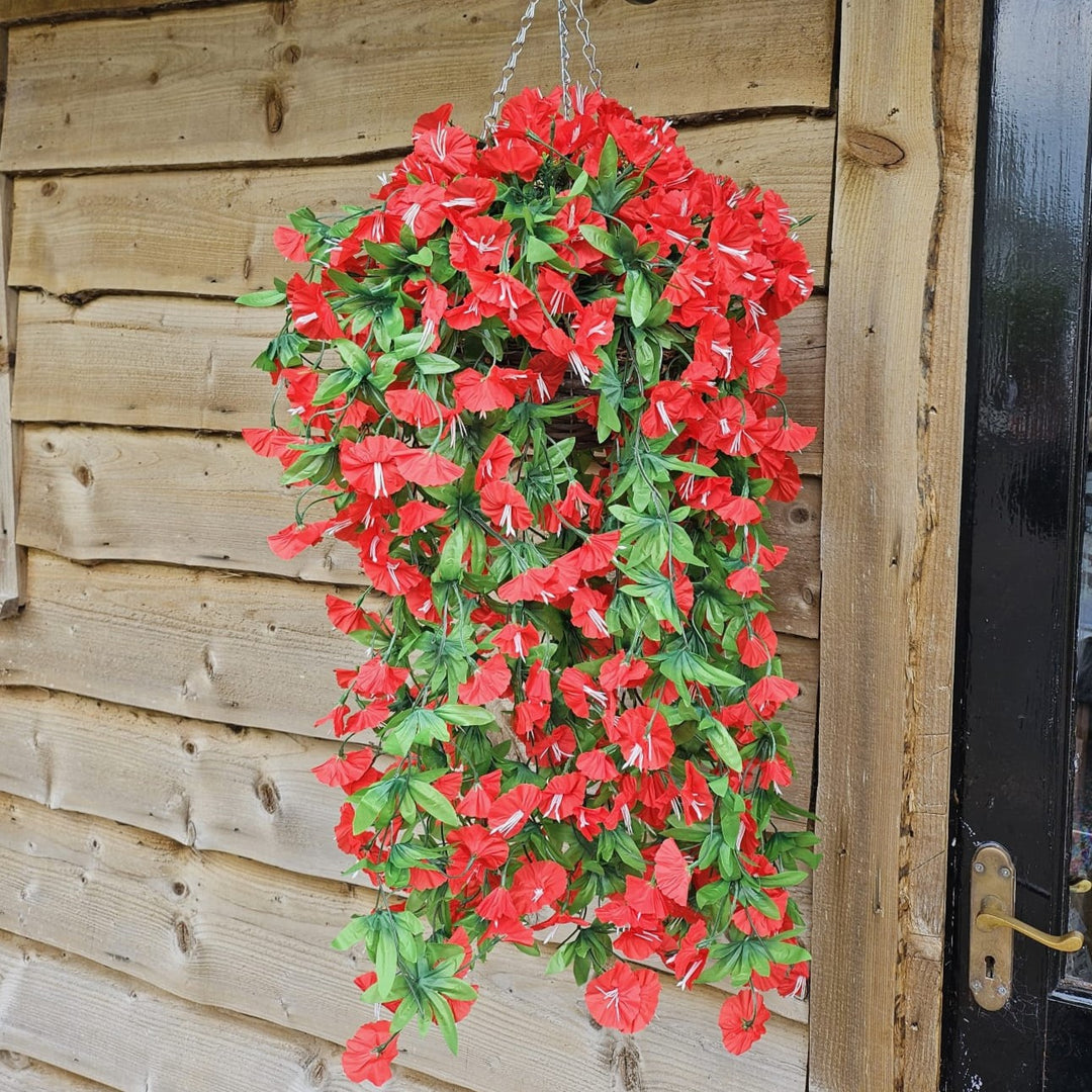 Best Artificial 60cm Morning Glory Flower Display in 10" Wicker Rattan Basket - Suitable for Outdoor, Indoor and Garden