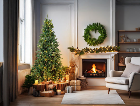 Best Artificial Balsam Fir Pre Lit Christmas Tree With Real Feel PE Tips, Hinged With LED Lights