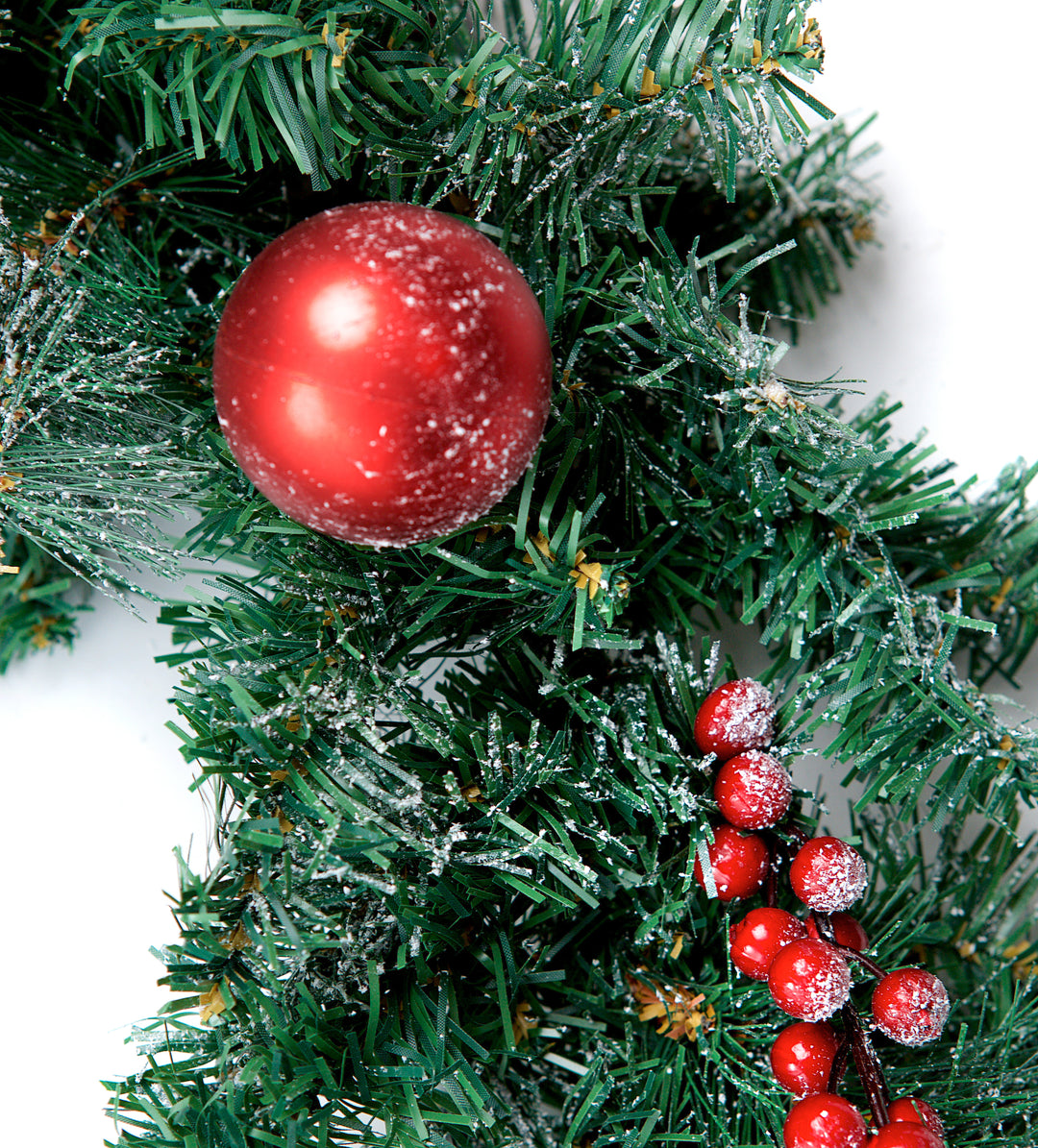 Best Artificial Christmas 6ft-9ft-12ft Frosted Red Garland - Optional Lights