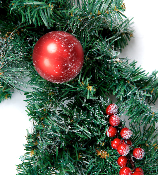 Best Artificial Christmas 6ft-9ft-12ft Frosted Red Garland - Optional Lights