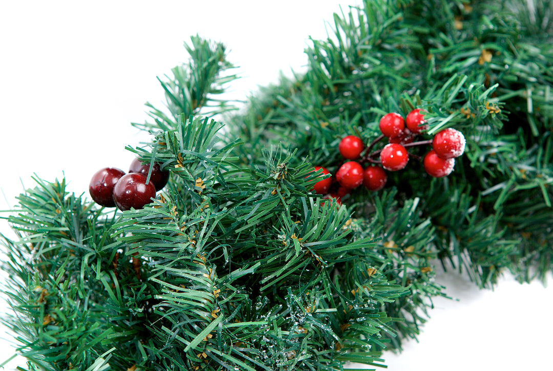 Best Artificial Christmas 6ft-9ft-12ft Frosted Red Garland - Optional Lights