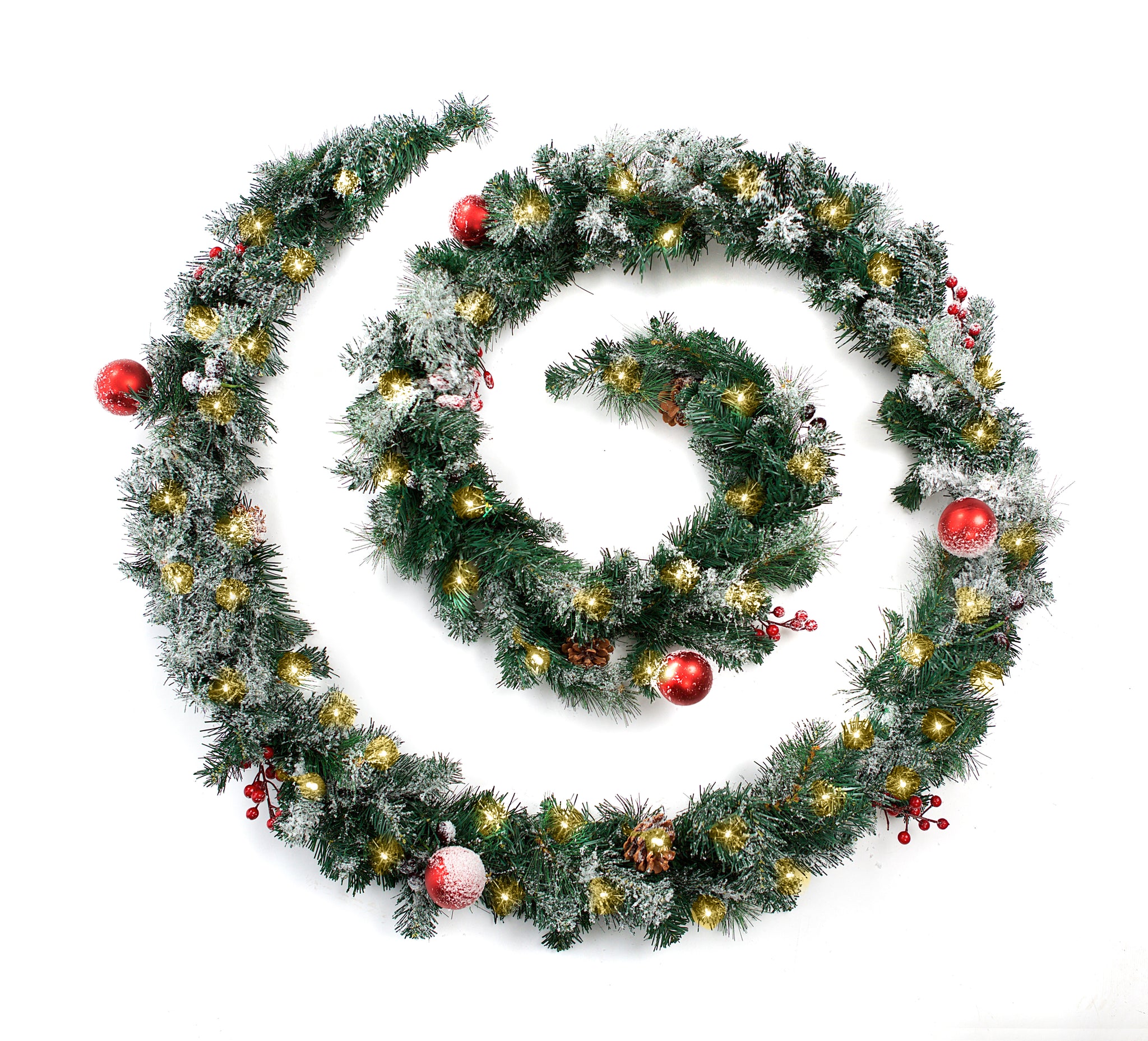 Best Artificial Christmas 6ft-9ft-12ft Frosted Red Garland - Optional Lights