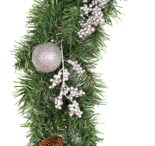 6ft - 9ft or 12ft White/Silver Christmas Garland - Optional Lights