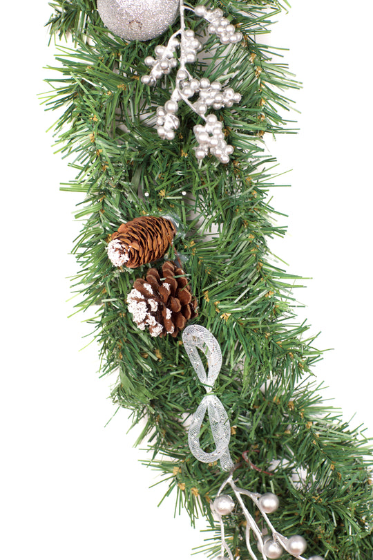 6ft - 9ft or 12ft Decorated Frozen Christmas Garland with Realistic Ice Crystals - Optional Lights