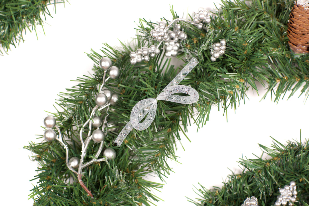 6ft - 9ft or 12ft Decorated Frozen Christmas Garland with Realistic Ice Crystals - Optional Lights