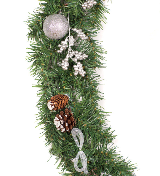 6ft - 9ft or 12ft Decorated Frozen Christmas Garland with Realistic Ice Crystals - Optional Lights